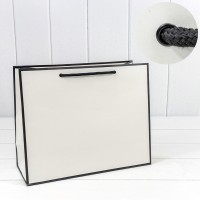 Пакет подарочный "Рамка узкая" Белый/Чёрный 32*26*13 230г 1/20 1/240 Арт: 000201CA