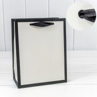 Пакет подарочный "Рамка широкая" Белый/Чёрный 18*23*10 230г 1/20 1/360 Арт: 000203E