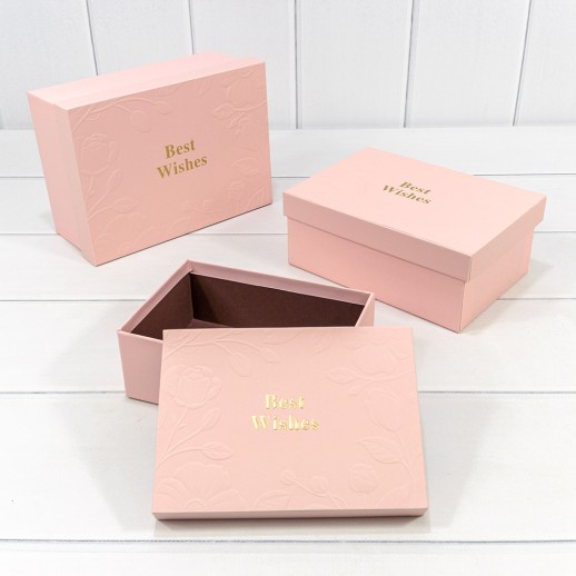 Коробки Прямоугольные Набор 1/3 22,5*16*9,5 "Best Wishes" Розовый 1/20 Арт: 721815/1