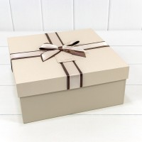 Коробки Квадратные Набор 1/3 27*27*11,5 с двойным бантом Бежевый 1/8 Арт: 721817/1