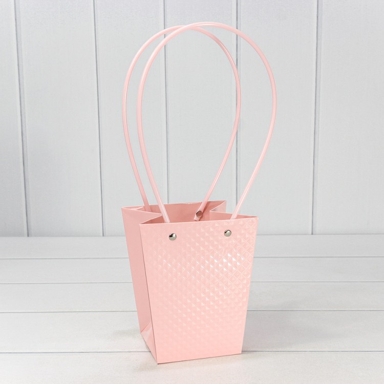 Пакет подарочный "Ваза для цветов" 15,5*13*9,5 260г "Ромбики" Персиковый 1/10 1/150 Арт: 000236G/2