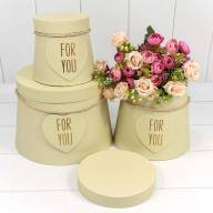 Коробки Конус усечённый Набор 1/3 20*17*23 &quot;For you&quot; Зеленовато-бежевый 1/18 Арт: 720190/3 - Коробки Конус усечённый Набор 1/3 20*17*23 "For you" Зеленовато-бежевый 1/18 Арт: 720190/3