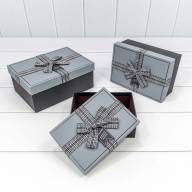 Коробки Прямоугольные Набор 1/3 22,5*16*9,5 с бантом Серый/Чёрный 1/20 Арт: 7209135/2 - Коробки Прямоугольные Набор 1/3 22,5*16*9,5 с бантом Серый/Чёрный 1/20 Арт: 7209135/2