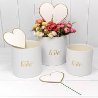 Коробки Цилиндр Набор 1/3 19*18,7 &quot;С сердечком&quot; Белый 1/18 Арт: 720795/2 - Коробки Цилиндр Набор 1/3 19*18,7 "С сердечком" Белый 1/18 Арт: 720795/2