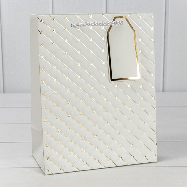 Пакет подарочный с тиснением (547) 18*23*10 210г Белый 1/20 1/360 Арт: 000547E/1