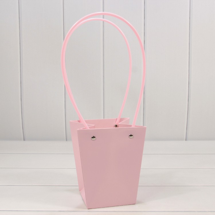 Пакет подарочный "Ваза для цветов" 15,5*13*9,5 Бледно-розовый 1/10 1/150 Арт: 000170G/670