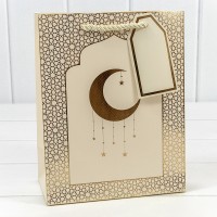 Пакет подарочный с тиснением "Полумесяц" (293) 18*23*10 210г Бежевый 1/20 1/360 Арт: 000293E/5
