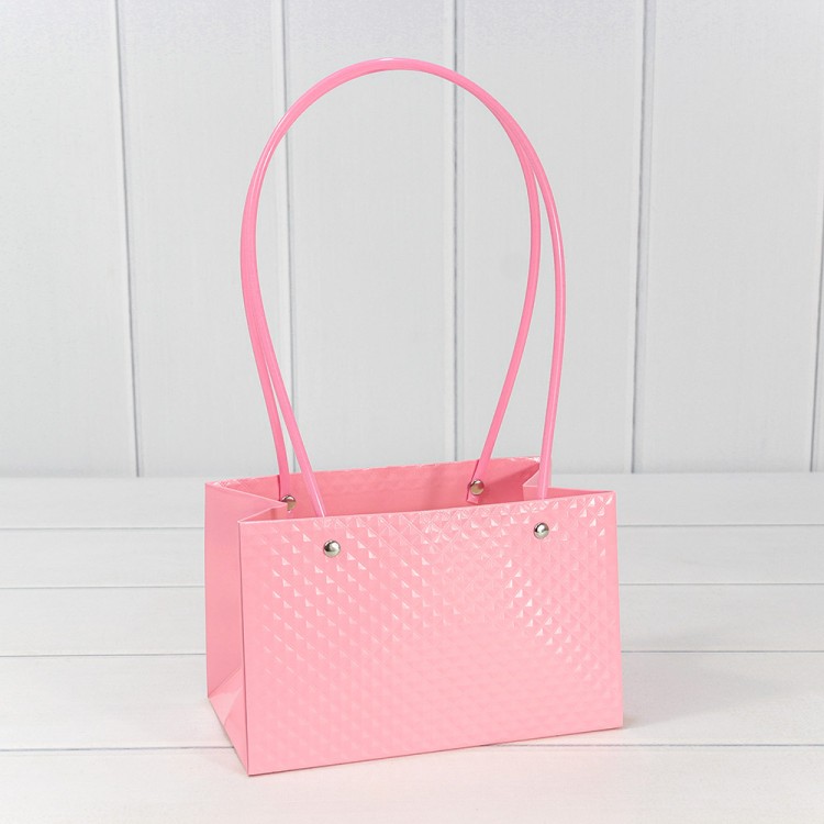 Пакет подарочный "Ваза для цветов" 19*12*10,5 260г "Ромбики" Розовый 1/10 1/150 Арт: 000237GA/26