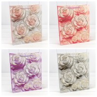 Пакет подарочный с тиснением "Цветы" (микс 113) 26*32*10 210г 1/20 1/240 Арт: 000113C