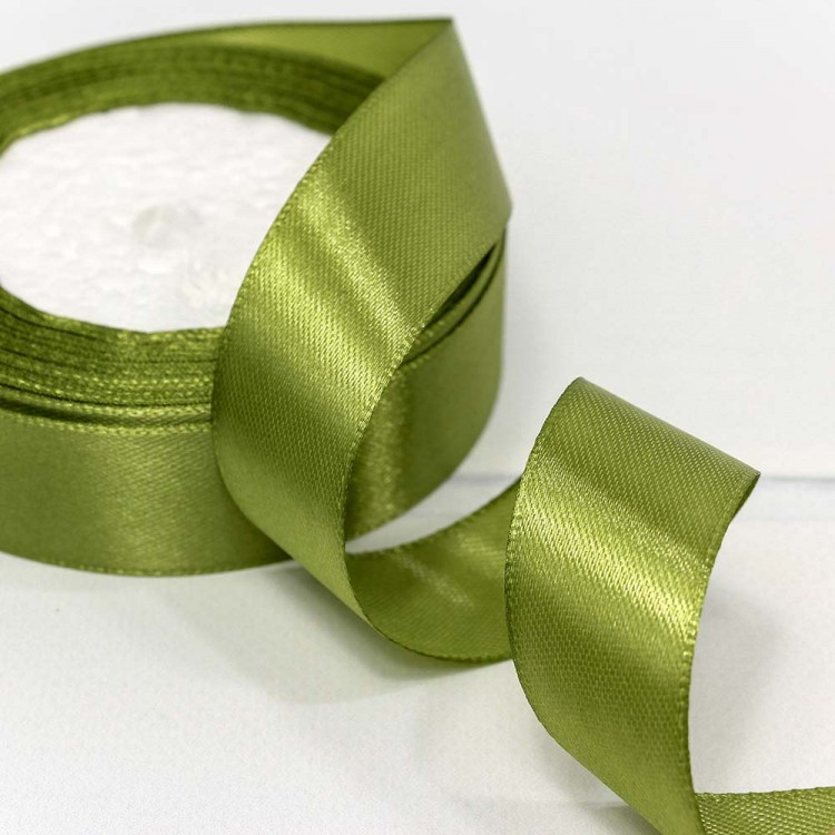Лента Атласная Сатин 2,5см*25ярд Оливковый 1/5 1/120 Арт: 562-25/178