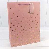 Пакет подарочный с тиснением "Сердечки" Розовый 31*42*12 210г 1/12 1/120 Арт: 300880A/13