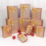 Коробки Прямоугольные Набор 1/10 34*26*15,3 &quot;Блеск&quot; Розовое золото 1/4 Арт: 730604/10041 - Коробки Прямоугольные Набор 1/10 34*26*15,3 "Блеск" Розовое золото 1/4 Арт: 730604/10041