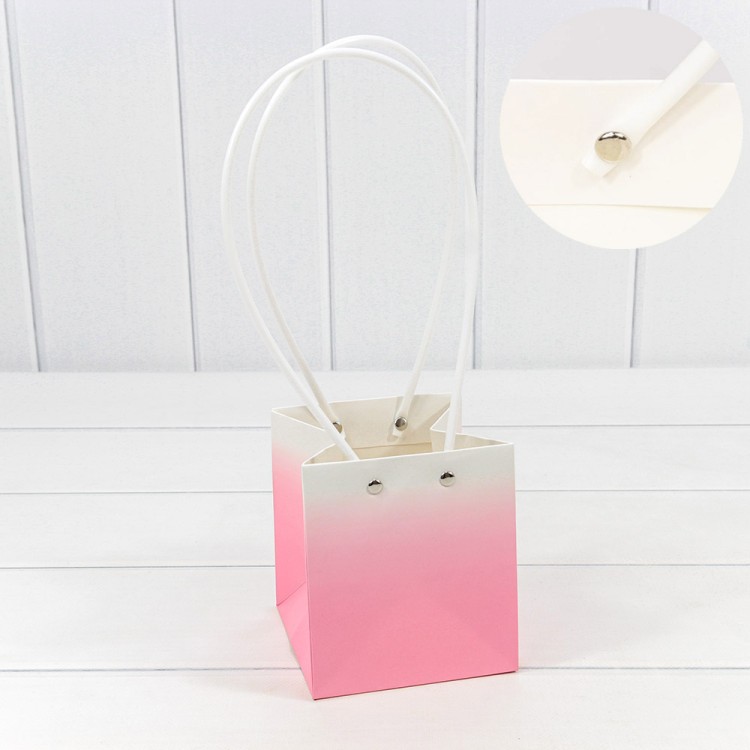 Пакет подарочный "Ваза для цветов" 13*11,5*11,5 260г "Градиент" Розовый 1/10 1/150 Арт: 000184F/6