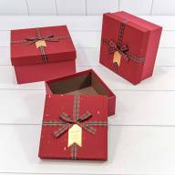Коробки Квадратные Набор 1/3 19*19*9,5 с бантом &quot;Wishes&quot; Красный 1/12 Арт: 720623/2 - Коробки Квадратные Набор 1/3 19*19*9,5 с бантом "Wishes" Красный 1/12 Арт: 720623/2