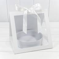 Коробка подарочная 25*26*23 с окошком и бантом "Круг" Белый 1/24 Арт: 720964/7 - Коробка подарочная 25*26*23 с окошком и бантом "Круг" Белый 1/24 Арт: 720964/7