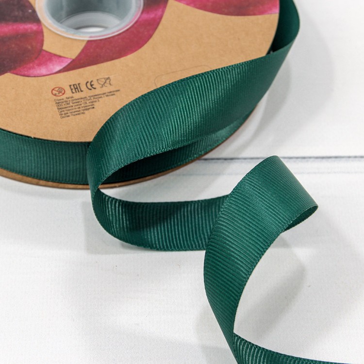 Лента Репсовая 2,5см*100ярд Класс А Тёмно-зелёный 1/8 1/32 Арт: 597-25/49