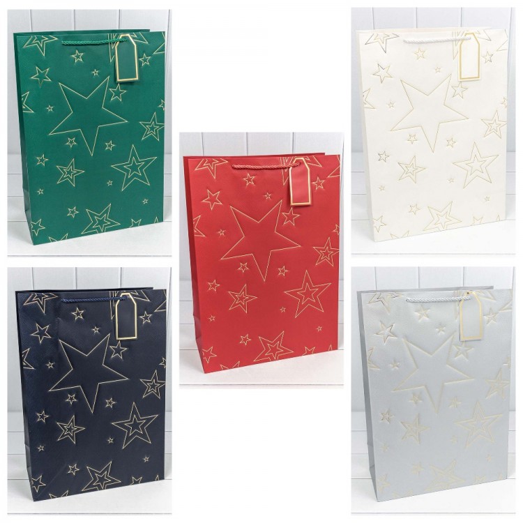 Пакет подарочный с тиснением "Звёзды" (микс) 32*45*15 210г 1/20 1/120 Арт: 300912A