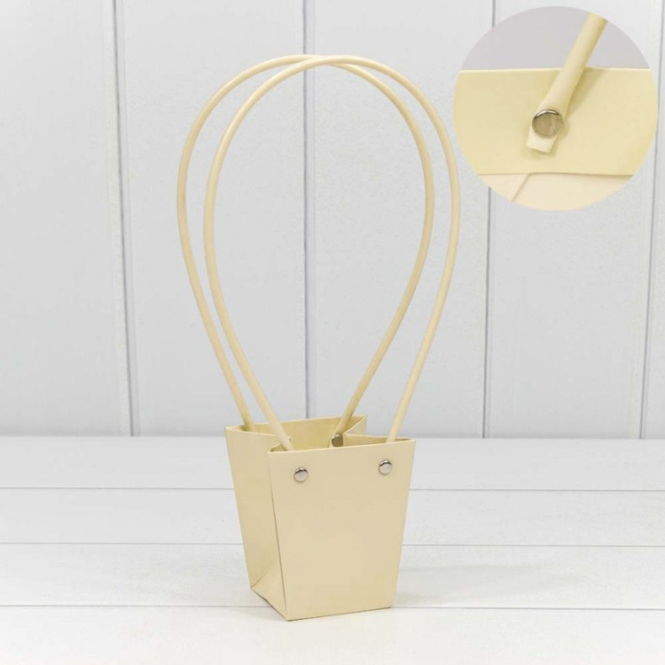 Пакет подарочный "Ваза для цветов" 10*9*6,5 260г Песочный 1/10 1/300 Арт: 000171J/29