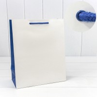 Пакет подарочный Белый/Синий 26*32*13 230г 1/20 1/240 Арт: 000206C