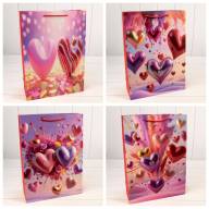 Пакет подарочный с красным тиснением "Сердца" (микс) 30*41,5*12 210г 1/20 1/80 Арт: 000112A - Пакет подарочный с красным тиснением "Сердца" (микс) 30*41,5*12 210г 1/20 1/80 Арт: 000112A