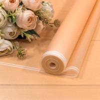 Плёнка 59см 800г матовая с двойной белой полосой 55мкм Бледный оранжево-желтый 1/6 1/12 Арт: 80024/713