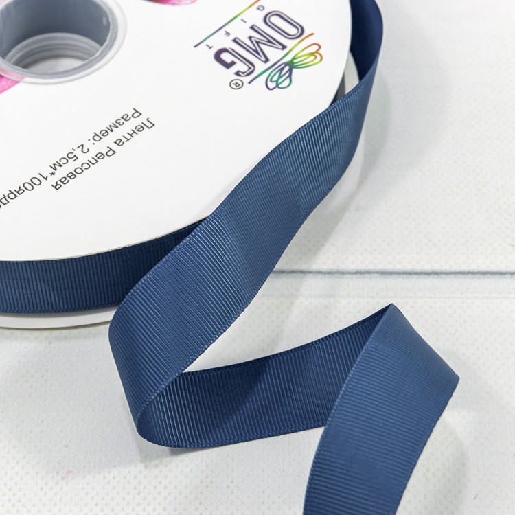 Лента Репсовая 2,5см*100ярд Класс А Глубокий синий 1/8 1/32 Арт: 597-25/37