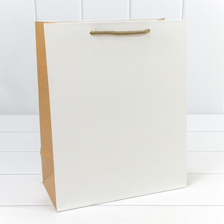 Пакет подарочный Белый/Крафт 26*32*13 230г 1/20 1/240 Арт: 000200C-1