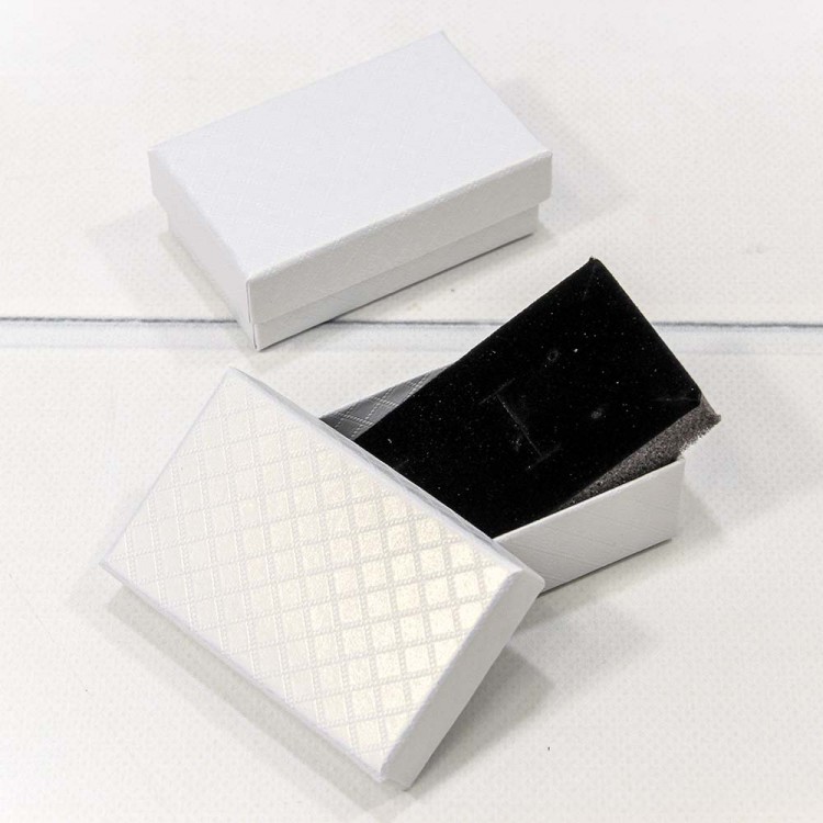 Коробка Прямоугольная 8*5*2,5 "Ромбики" Белый 1/24 1/576 Арт: 61258/2