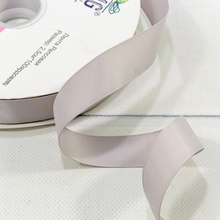 Лента Репсовая 2,5см*100ярд Класс А Серый 1/8 1/32 Арт: 597-25/66