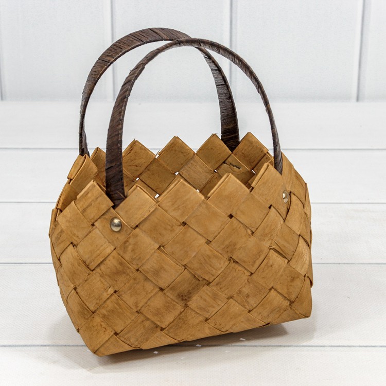 Корзина плетёная 20*10*12/20 (±5%) из секвойи с ручками Медовый 1/60 Арт: 420330/1040