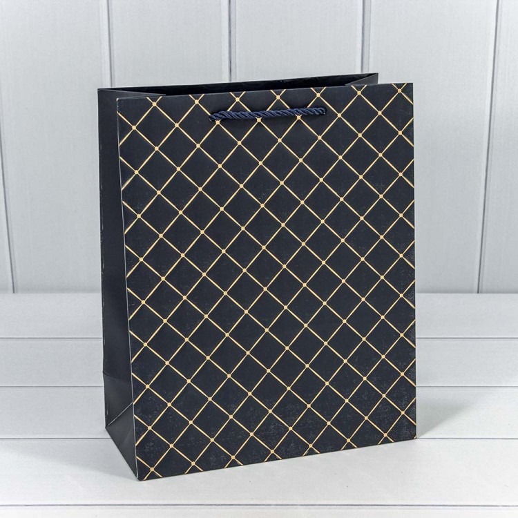 Пакет подарочный "Ромб" Синий 26*32*12 210г 1/20 1/120 Арт: 000391C/8